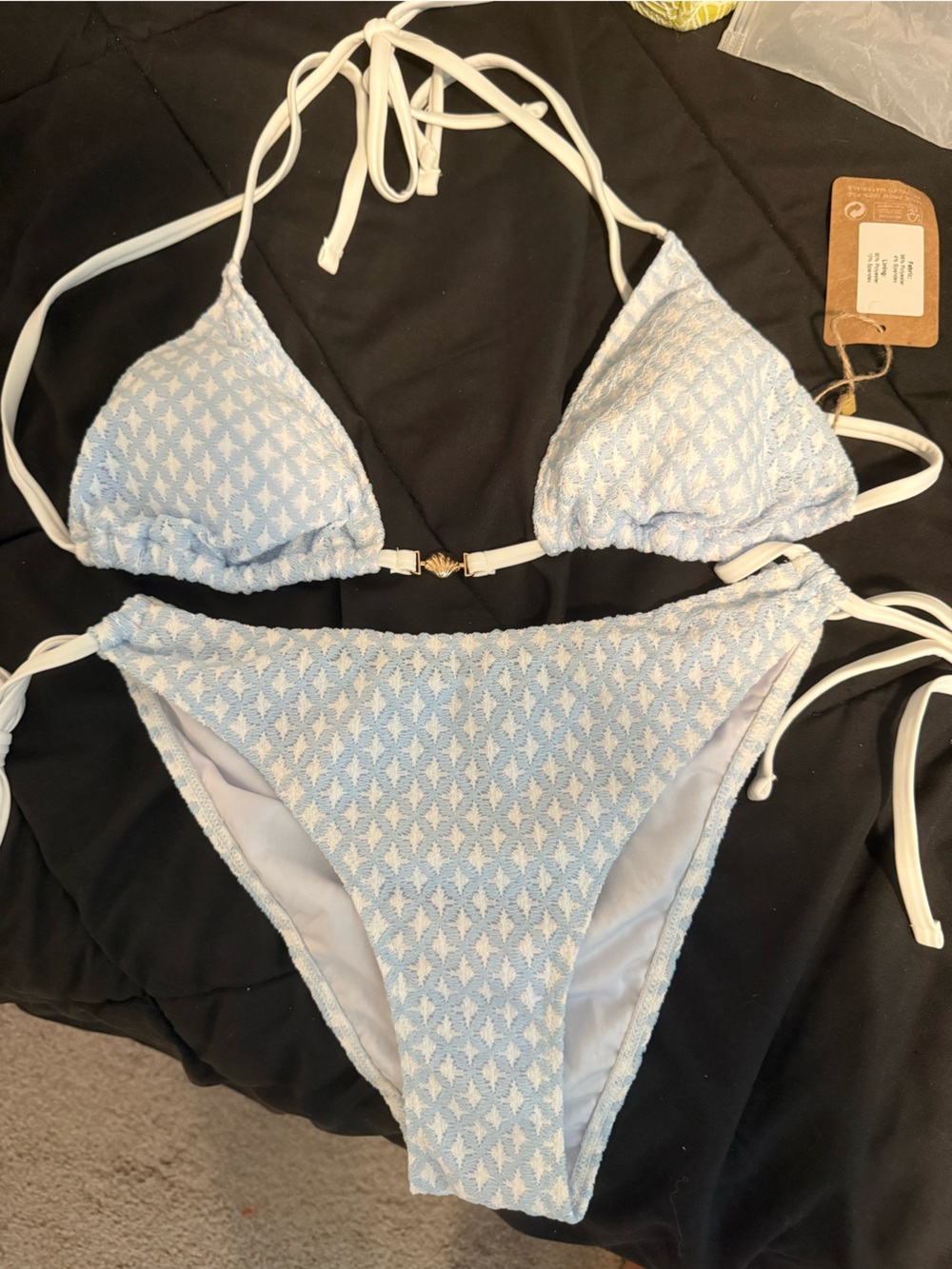 Samiol Light Blue Textured Two-Piece Bikini Set